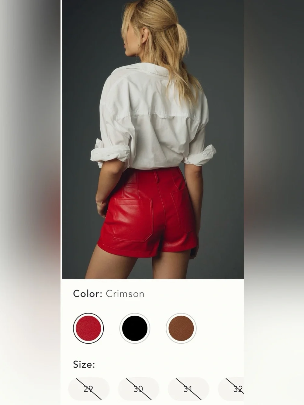 Anthropologie Colette Faux Leather Shorts Size 30 NWT - Picture 3 of 12